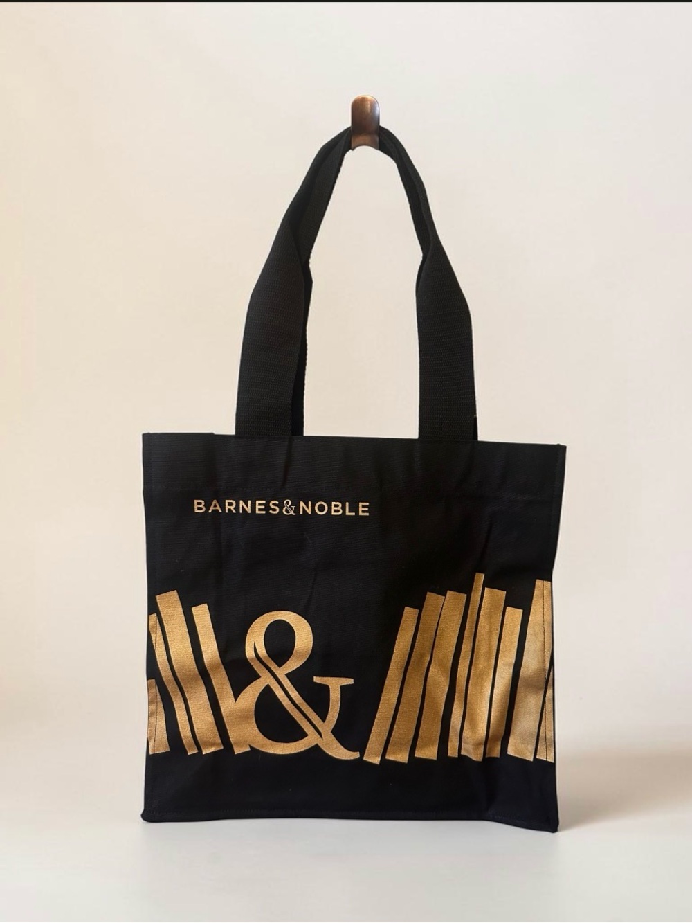 Barnes & Noble Black Tote with Metallic Gold Book Design